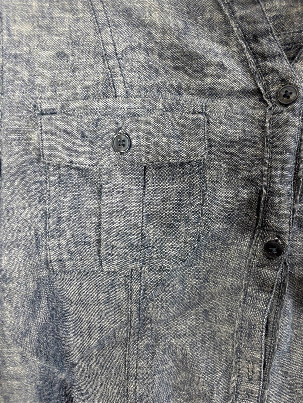 Studio Works Blue Button-Down Chambray Shirt - Picture 3 of 5